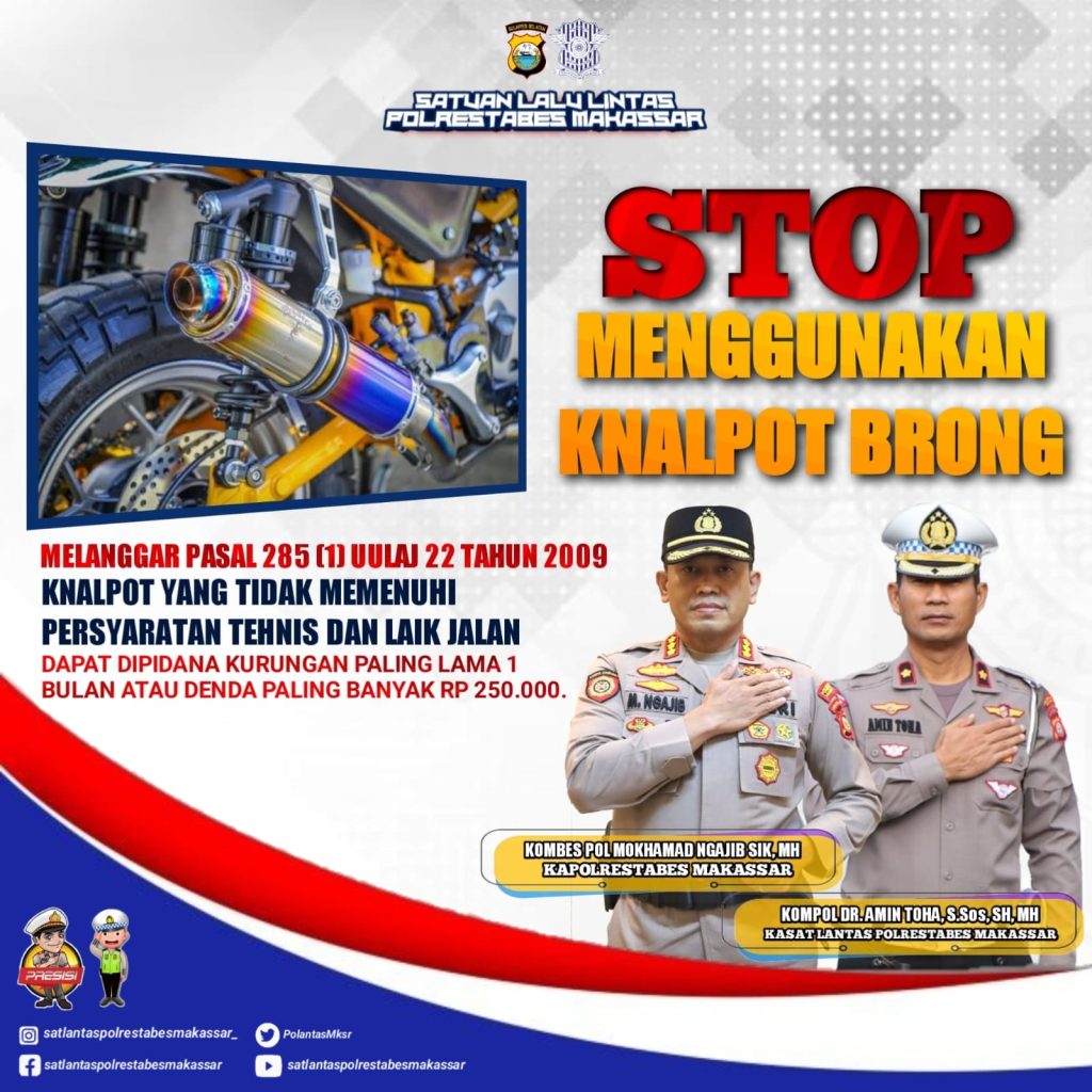 Satlantas Polrestabes Makassar, takkan Pernah Beri Ruang Pengguna Knalpot Brong