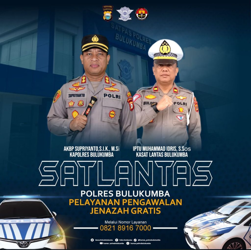 Warga Bulukumba Wajib Tahu, Satlantas Polres Bulukumba Siapkan layanan Gratis Pengawalan Jenazah Lho!
