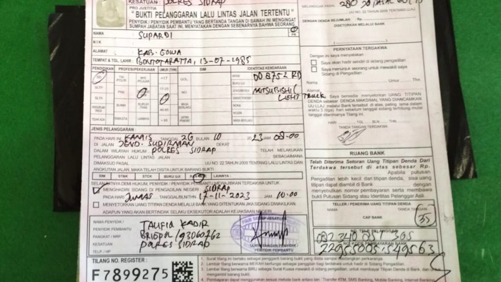 Satlantas Polres Sidrap Menampik Tudingan Adanya Pembayaran di Luar Tilang