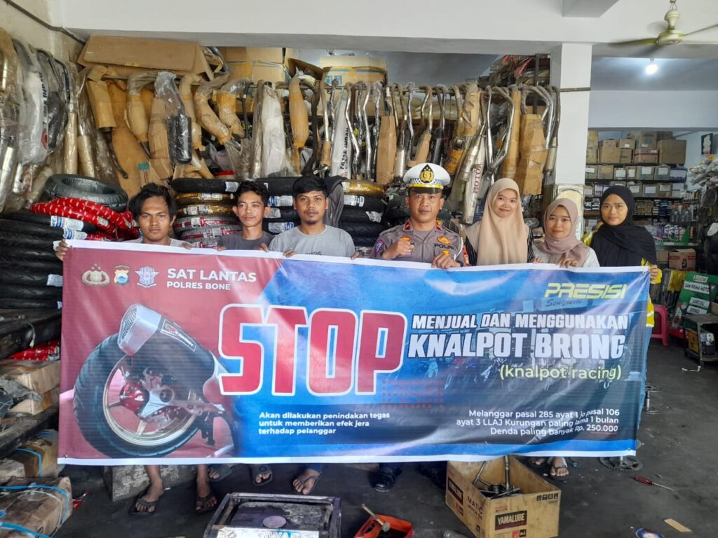 Sosialisasikan Larangan Penggunaan Knalpot Brong, Satlantas Polres Bone Sasar Bengkel