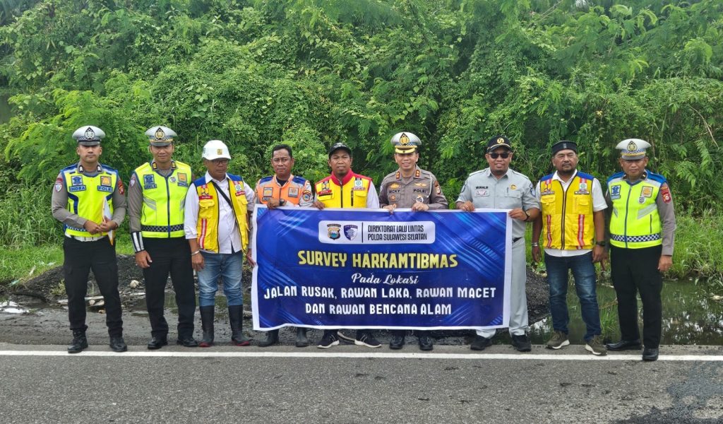 Pastikan Kemanan Pengguna Jalan, Satgas Harkamtibmas Ditlantas Polda Sulsel Survey Jalan
