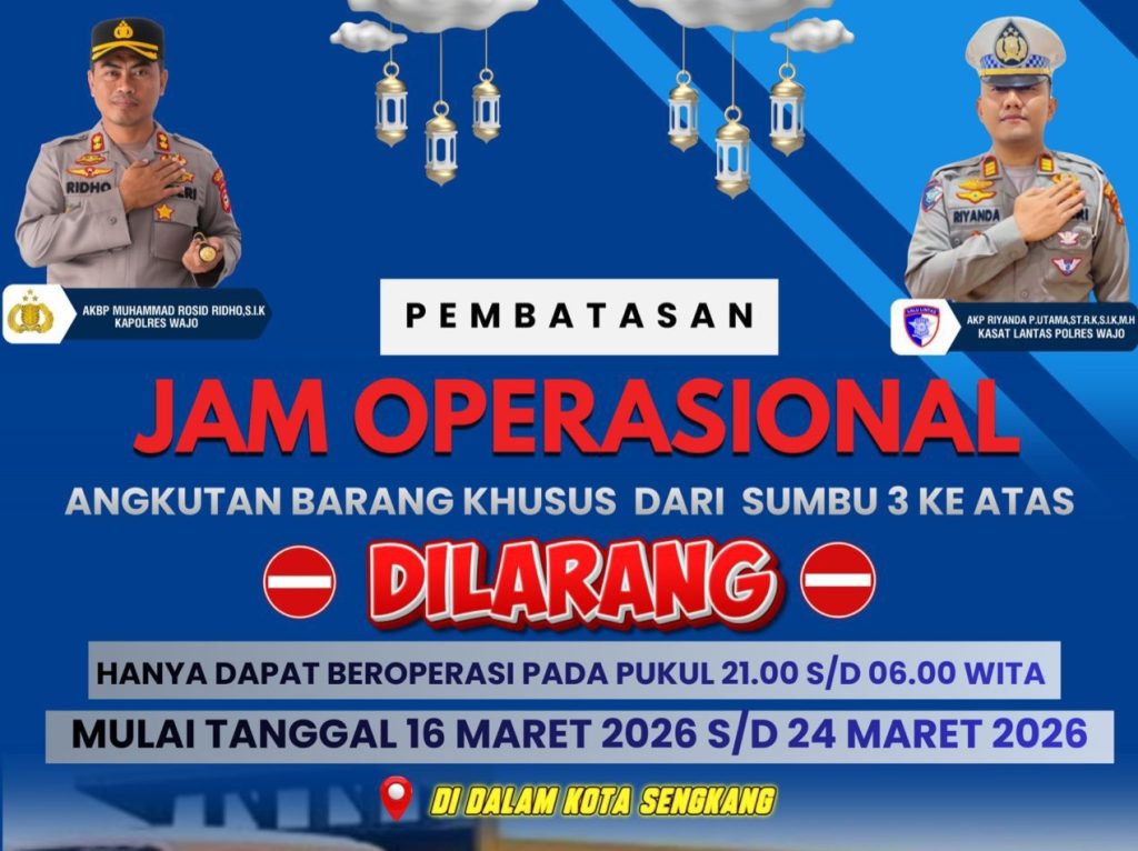 Operasi Ketupat Pallawa 2026: Polres Wajo Batasi Operasional Truk Sumbu Tiga ke Atas