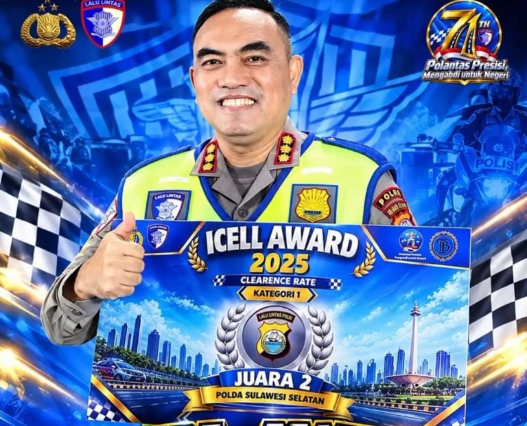 Ditlantas Polda Sulsel Raih Juara 2 ICELL Awards 2025: Clearance Rate Jadi Kunci!
